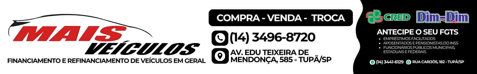 Banner que ao clicar leva ao estoque de carros da Mais Veículos no GaragensCar.