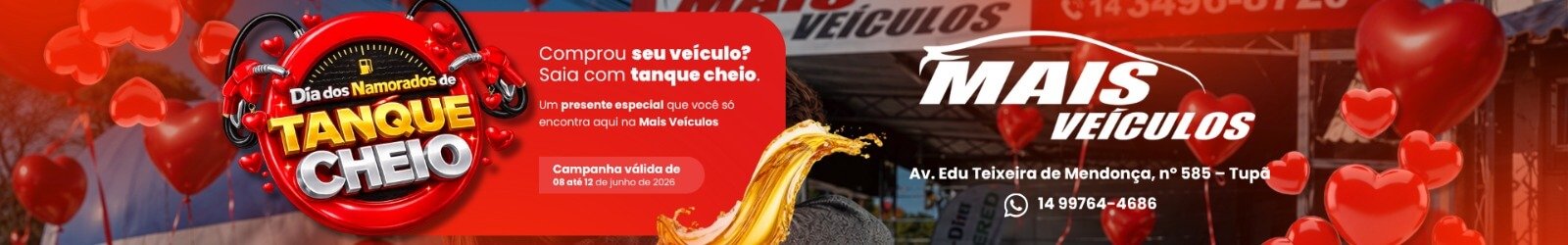 Banner que ao clicar leva ao estoque de carros da Mais Veículos no GaragensCar.